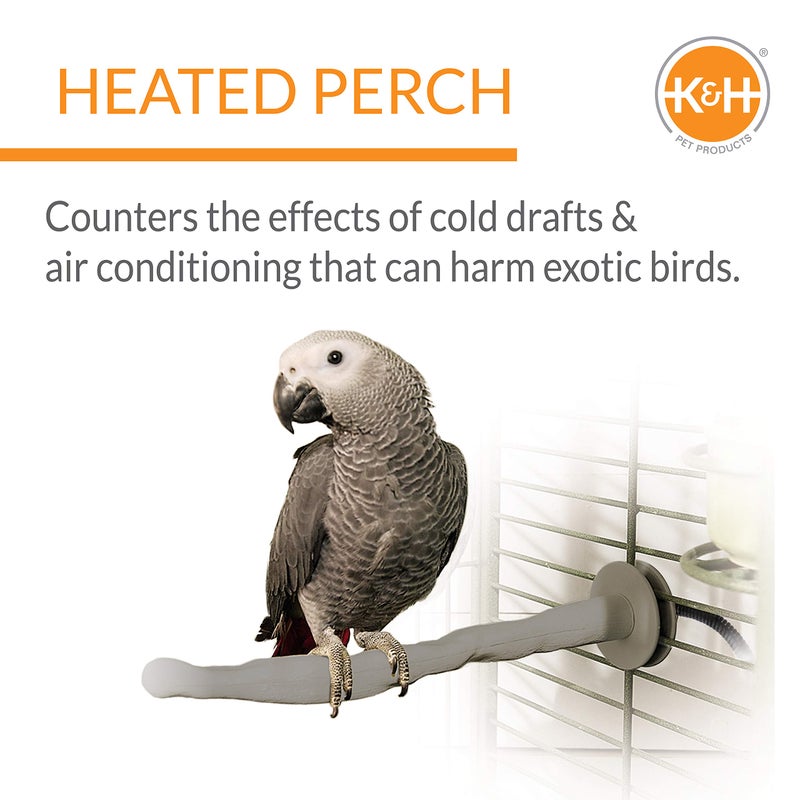 K&H PET PRODUCTS Thermo-Perch Heated Bird Perch Gray Large 2 X 14.5 Inches - Image 2